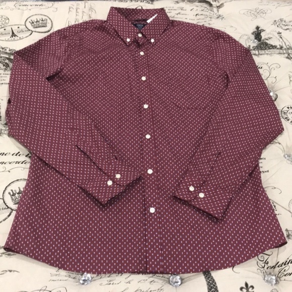 1901 Burgundy Button Down Slim Fit Shirt - Picture 3 of 6